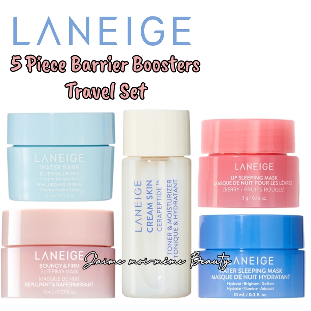 Laneige Barrier Boosters 5 Piece Travel Set (Bouncy Mask, Lip Mask, Water bank)